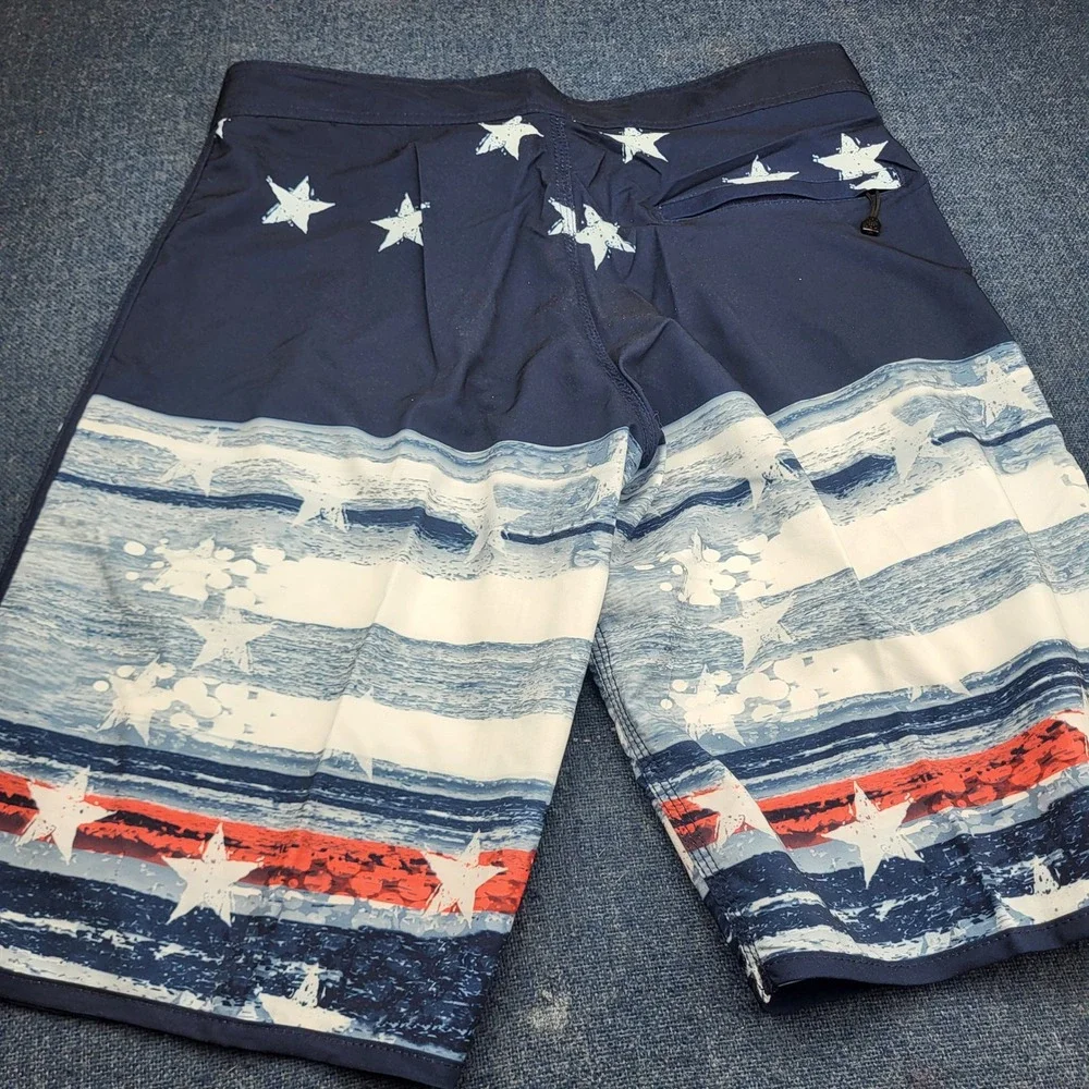 Banana Boat Men Board Shorts Medium Patriotic American Flag Stars Stripes UPF 50